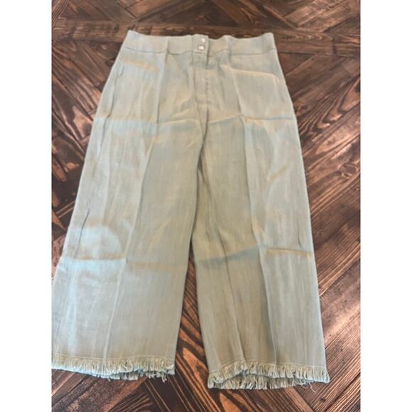 Kunto Washable Silk Linen Pants Women XL Beachy Boho Raw Hem Hippie Travel Light - Picture 1 of 8